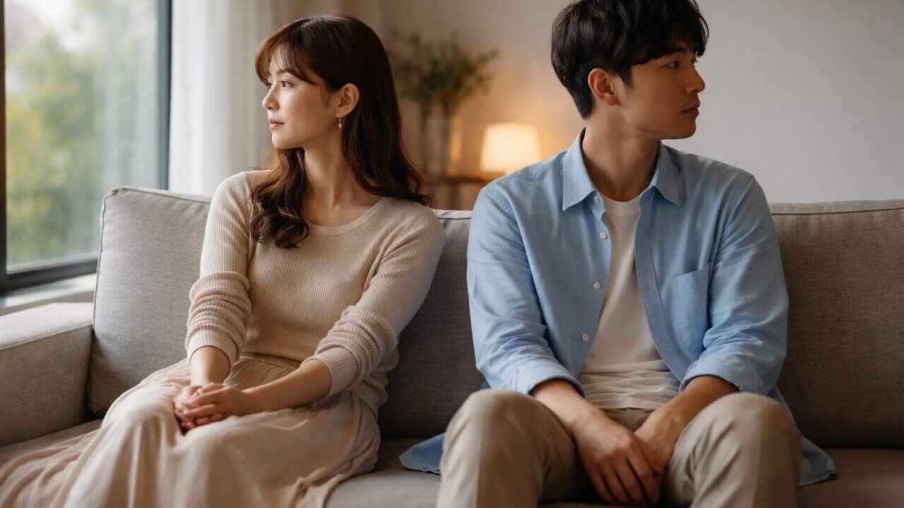 向き合っていない男女