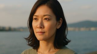 前を向く女性