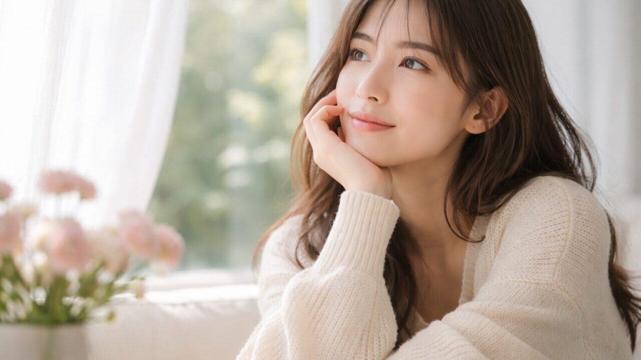 立ち位置のズレを修正した女性