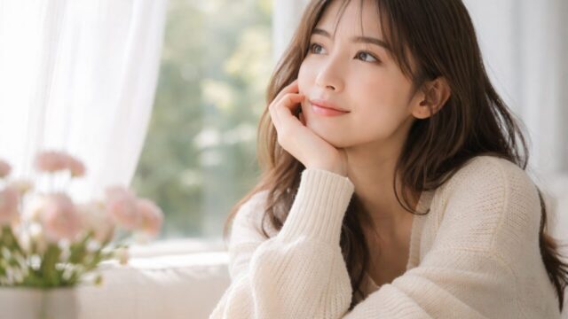 立ち位置のズレを修正した女性