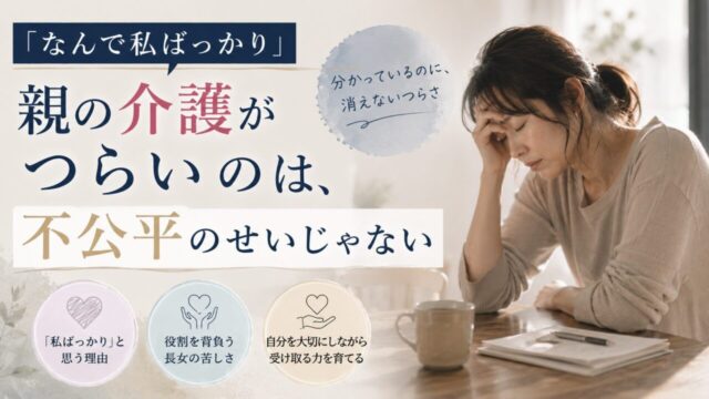 「なんで私ばっかり」親の介護がつらいのは、不公平のせいじゃない